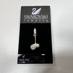 Swarovski Gold and Silver Brooch with Sparkling Crystal Design